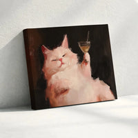 Funny Cat Drinking Martini Printable Wall Art | Digital Download | Horizontal Printable Home Decor